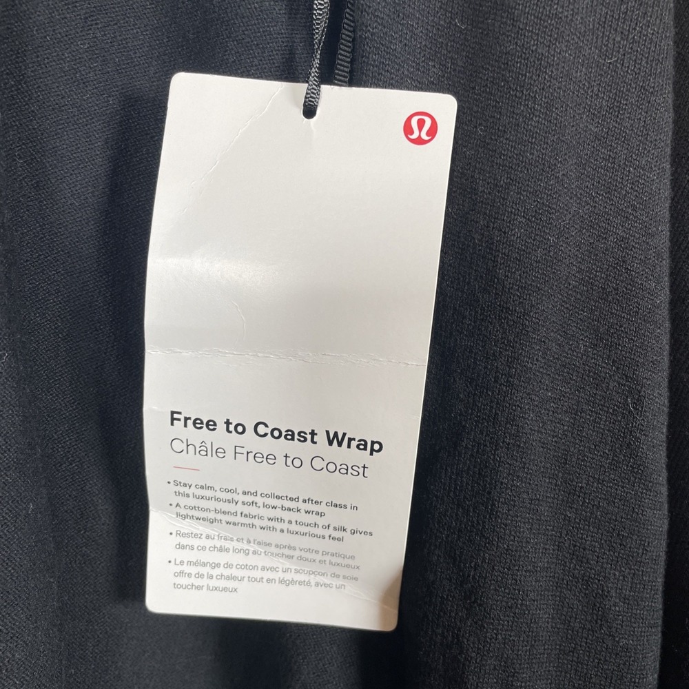 NWT Lululemon Free to Coast Wrap Black One Size Cotton Silk Cardigan Poncho - Picture 5 of 10